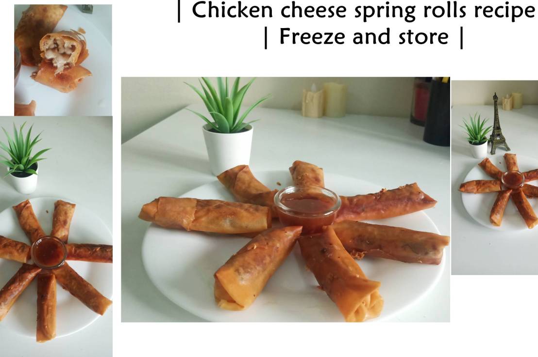 Chicken cheese spring rolls recipe | Freeze and store.